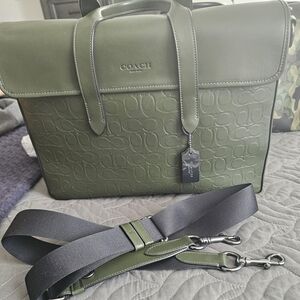Coach Green Leather Men's Bag